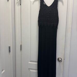 VENUS Black Crochet Maxi Dress